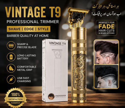 T9 Rechargeable Beard Trimmer for Men | Adjustable Blades | Vintage Precision Grooming Tool
